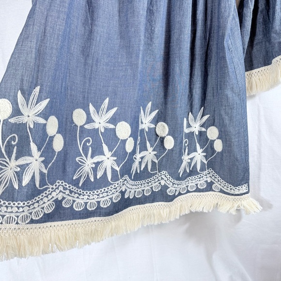 Shyanne‎ Denim Dress With Embroidery Details And Fringe Trim Size XL - Picture 6 of 9